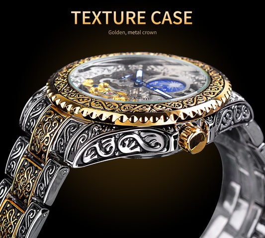 Elegant Mechanical Wristwatch for Men – Carved Skeleton Dial by Forsining