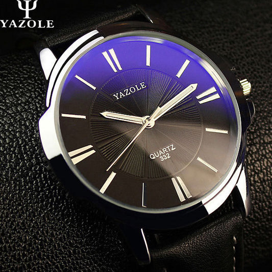 YAZOLE Men’s Quartz Watch – Business Style with Leather Strap