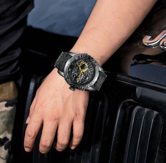 Edge of Time | 3D Dragon Quartz Watch – Black Warrior Edition.
