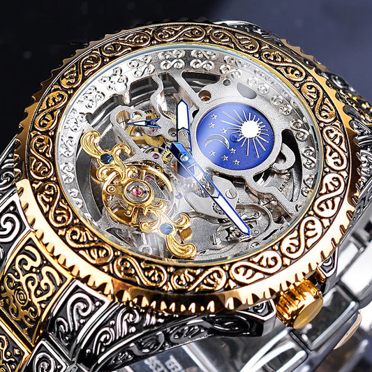 Elegant Mechanical Wristwatch for Men – Carved Skeleton Dial by Forsining