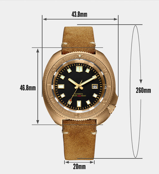 Men’s Automatic Bronze Watch – NH35A Movement & Sapphire Glass