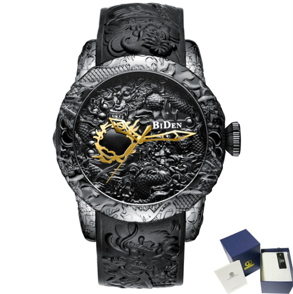 Edge of Time | 3D Dragon Quartz Watch – Black Warrior Edition.
